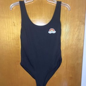 Black Forever 21 bodysuit size medium with rainbow patch on left breast